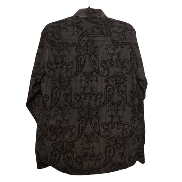 J. Campbell Black Striped Paisley Button Down Shirt Size M - Picture 5 of 10